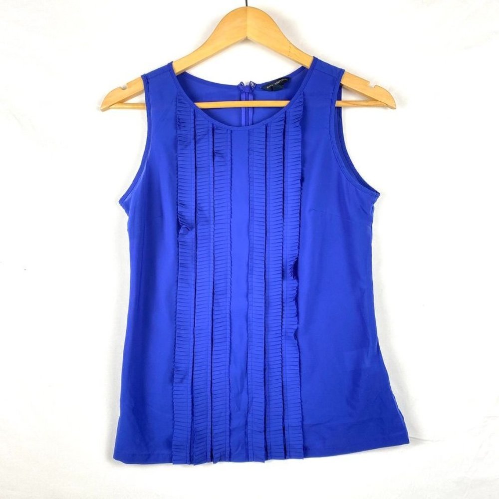 Banana Republic Pleated Front Sleeveless Blouse Women's Size 2 Blue/ Purple
